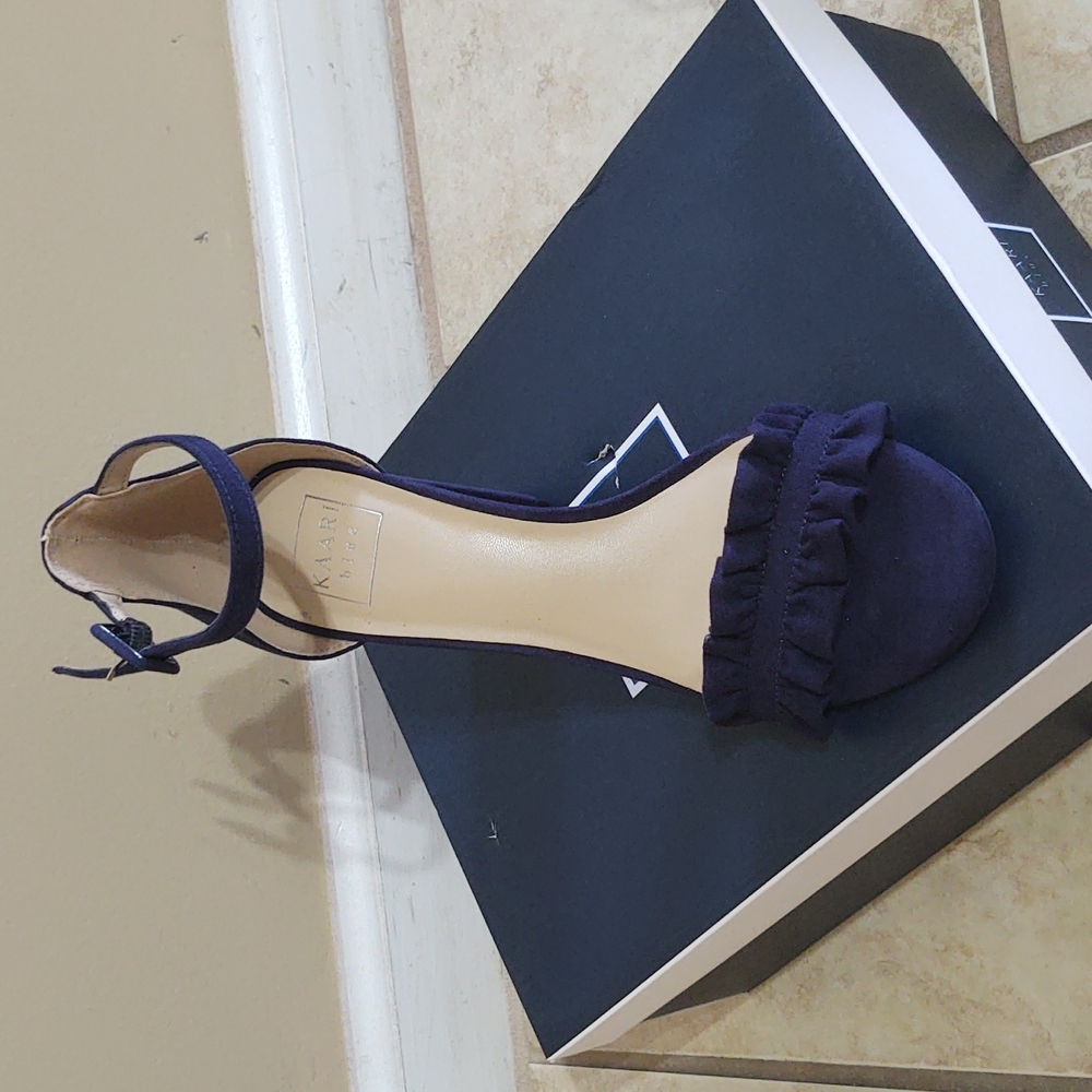 Kaari Blue Navy Blue Block Heels